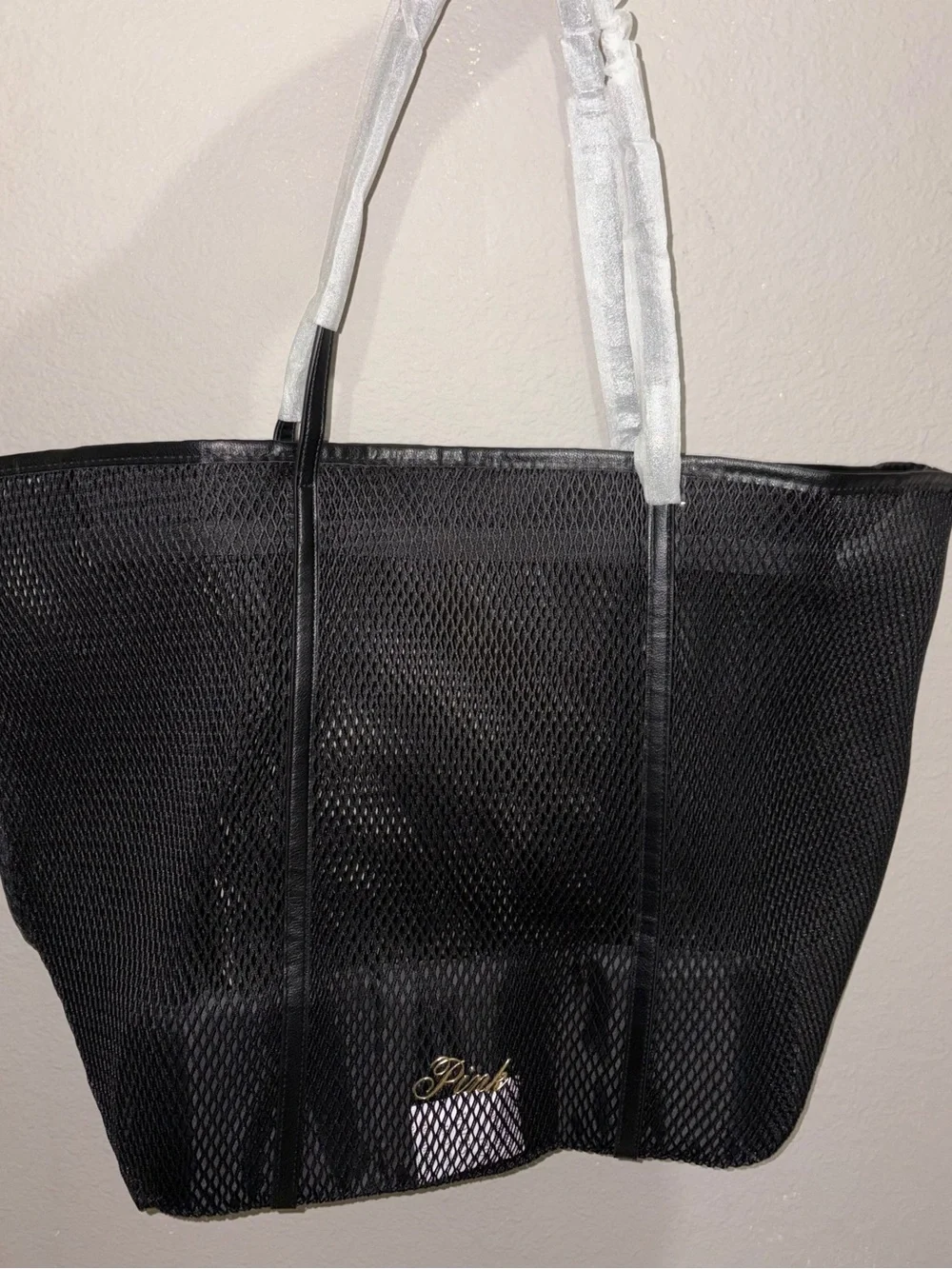 PINK Victoria's Secret Black Mesh Tote